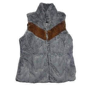 Patagonia Pelage Gray Brown Fleece Furry Vest Size Medium 28220